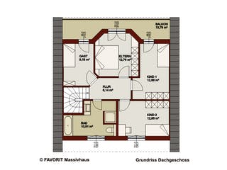 Massivhaus Alpenland 147 von FAVORIT Massivhaus Schlüsselfertig ab 342960€, Satteldach-Klassiker Grundriss 2