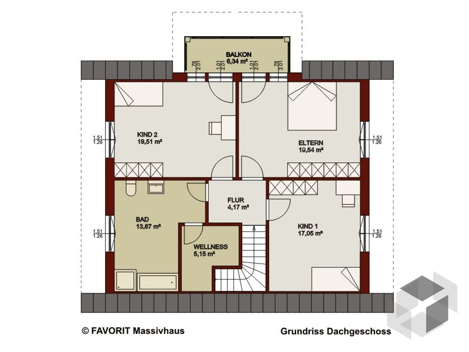 Alpenland 174 von Favorit Massivhaus Grundriss