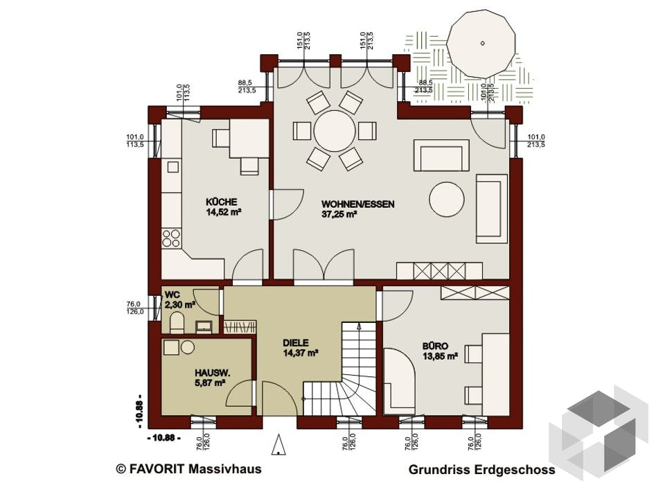 Alpenland 174 von Favorit Massivhaus Grundriss