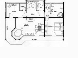 Fertighaus Alpenrose von TIROLIA Ausbauhaus ab 143800€, Blockhaus Grundriss 1