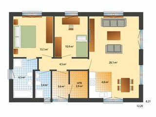 Fertighaus Alsen von Danhaus Deutschland Schlüsselfertig ab 259773€, Bungalow Grundriss 1