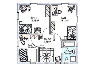 Fertighaus Altenstadt von Iller-Haus Schlüsselfertig ab 215000€, Stadtvilla Grundriss 1