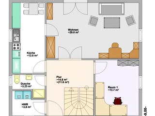 Fertighaus Alweda von Hagemann Haus Schlüsselfertig ab 175300€, Satteldach-Klassiker Grundriss 1