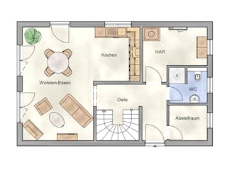 Massivhaus Classic 120s von AMB Massivhaus, Satteldach-Klassiker Grundriss 1