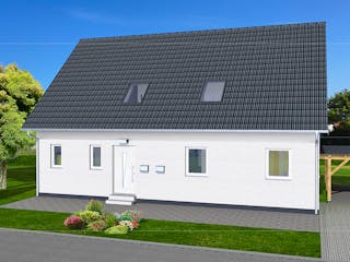 Massivhaus Duo 195 von AMB Massivhaus, Satteldach-Klassiker Außenansicht 2