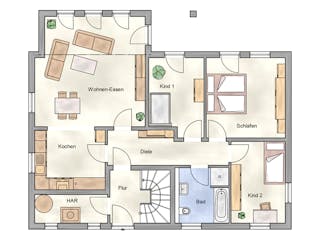 Massivhaus Duo 195 von AMB Massivhaus, Satteldach-Klassiker Grundriss 1