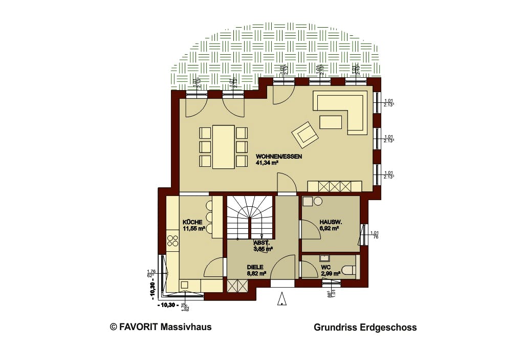Massivhaus Ambiente 141 von Favorit Massivhaus Schlüsselfertig ab 371640€, Stadtvilla Grundriss 1