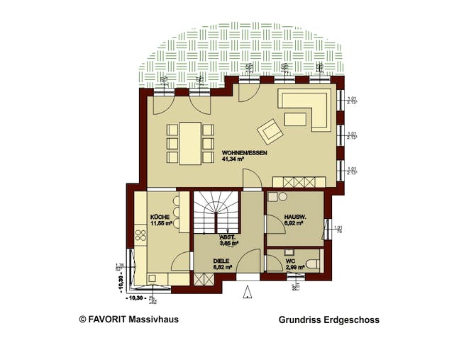 Massivhaus Ambiente 141 von Favorit Massivhaus Schlüsselfertig ab 386500€, Stadtvilla Grundriss 1