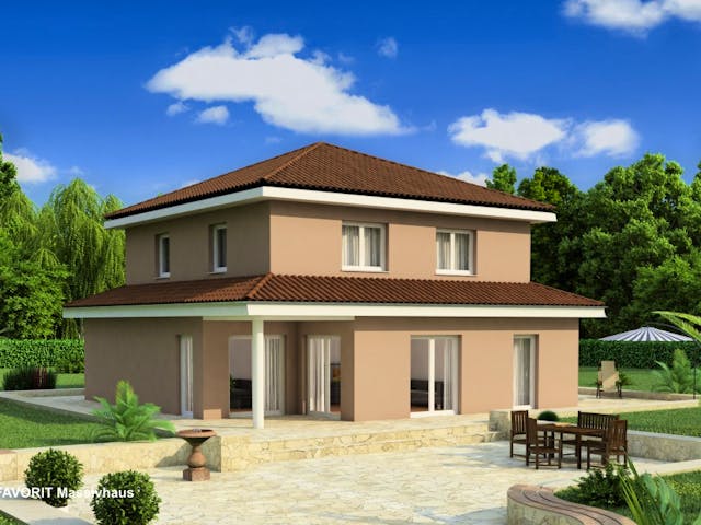 Massivhaus Ambiente 145 von FAVORIT Massivhaus Schlüsselfertig ab 384650€, Stadtvilla Außenansicht 1