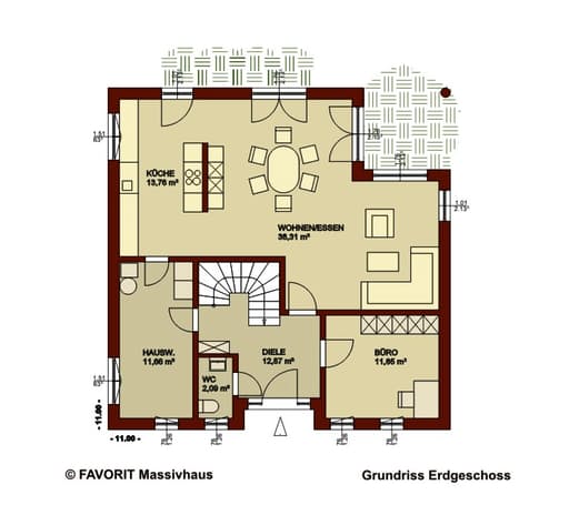 Massivhaus Ambiente 145 von Favorit Massivhaus Schlüsselfertig ab 367910€, Stadtvilla Grundriss 1