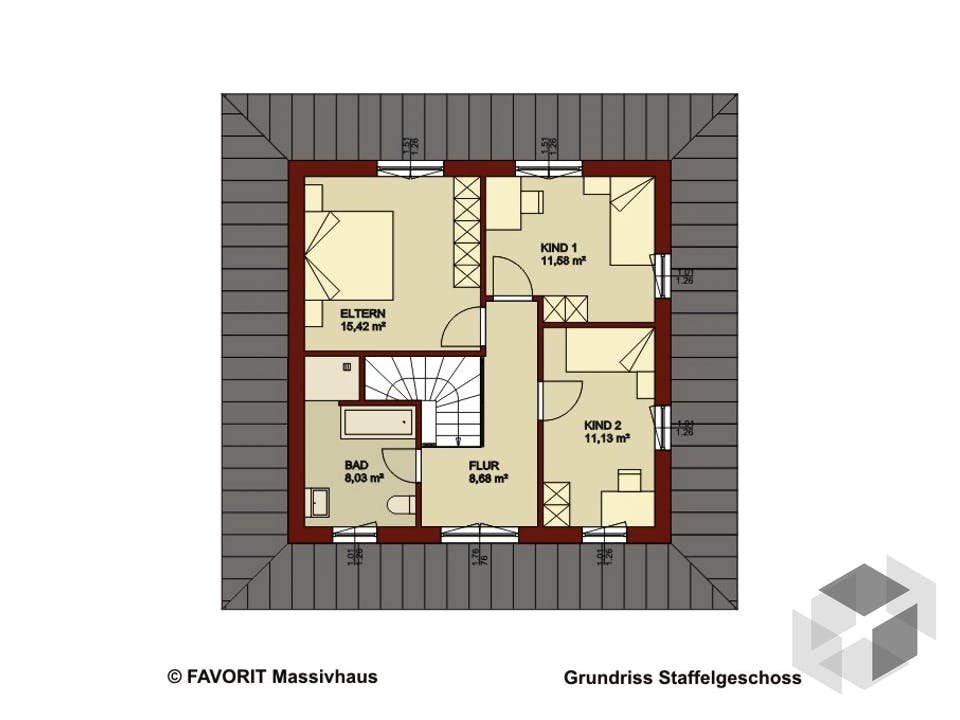 Ambiente 145 von Favorit Massivhaus Grundriss