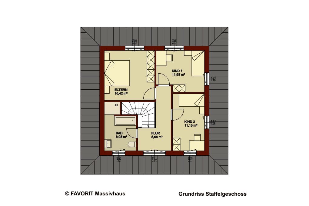 Massivhaus Ambiente 145 von Favorit Massivhaus Schlüsselfertig ab 400030€, Stadtvilla Grundriss 2