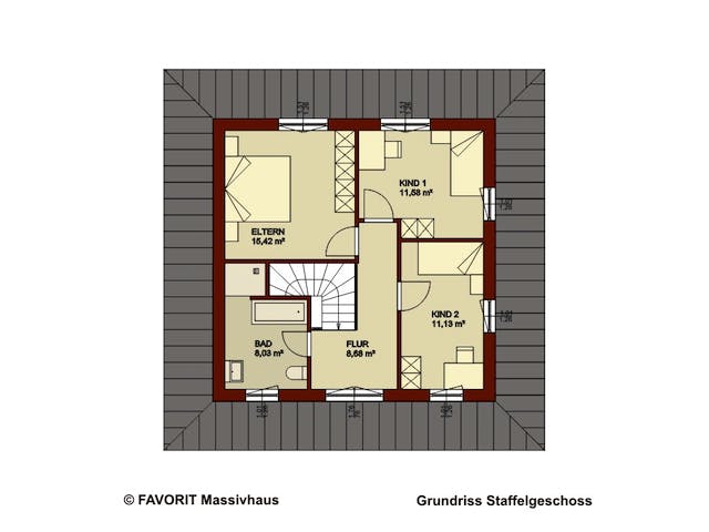 Massivhaus Ambiente 145 von FAVORIT Massivhaus Schlüsselfertig ab 384650€, Stadtvilla Grundriss 2