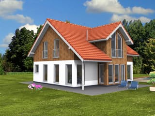 Fertighaus Ambiente 160 von Suckfüll Energiesparhaus Schlüsselfertig ab 207750€, Satteldach-Klassiker Außenansicht 2