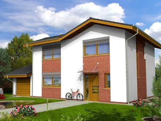 Massivhaus Amfora von CMF Creativ Massiv Flexibel HAUSBAU Schlüsselfertig ab 207800€, Satteldach-Klassiker Außenansicht 1