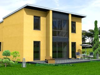 Fertighaus Amira 124 von Klaus Kowalski Immobilien Schlüsselfertig ab 190214€, Pultdachhaus Außenansicht 1