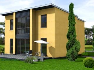 Fertighaus Amira 124 von Klaus Kowalski Immobilien Schlüsselfertig ab 190214€, Pultdachhaus Außenansicht 2