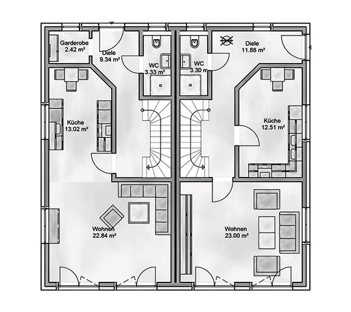 Massivhaus Amiticia von AUREA Massivhaus, Satteldach-Klassiker Grundriss 1