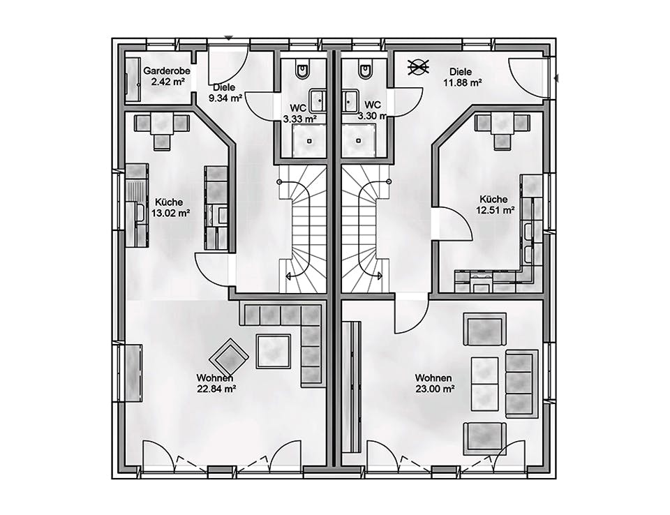 Massivhaus Amiticia von AUREA Massivhaus, Satteldach-Klassiker Grundriss 1