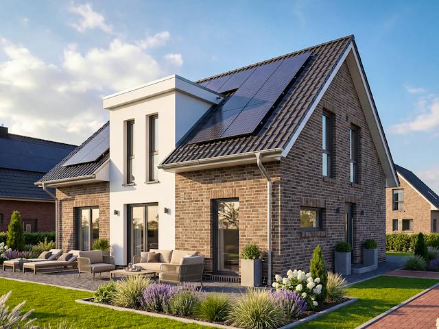 Massivhaus Friesengiebel 136 von AMR-Wohnbau Schlüsselfertig ab 317000€, Satteldach-Klassiker Außenansicht 1