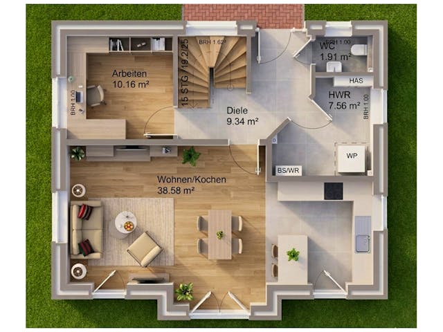 Massivhaus Friesengiebel 136 von AMR-Wohnbau Schlüsselfertig ab 317000€, Satteldach-Klassiker Grundriss 1