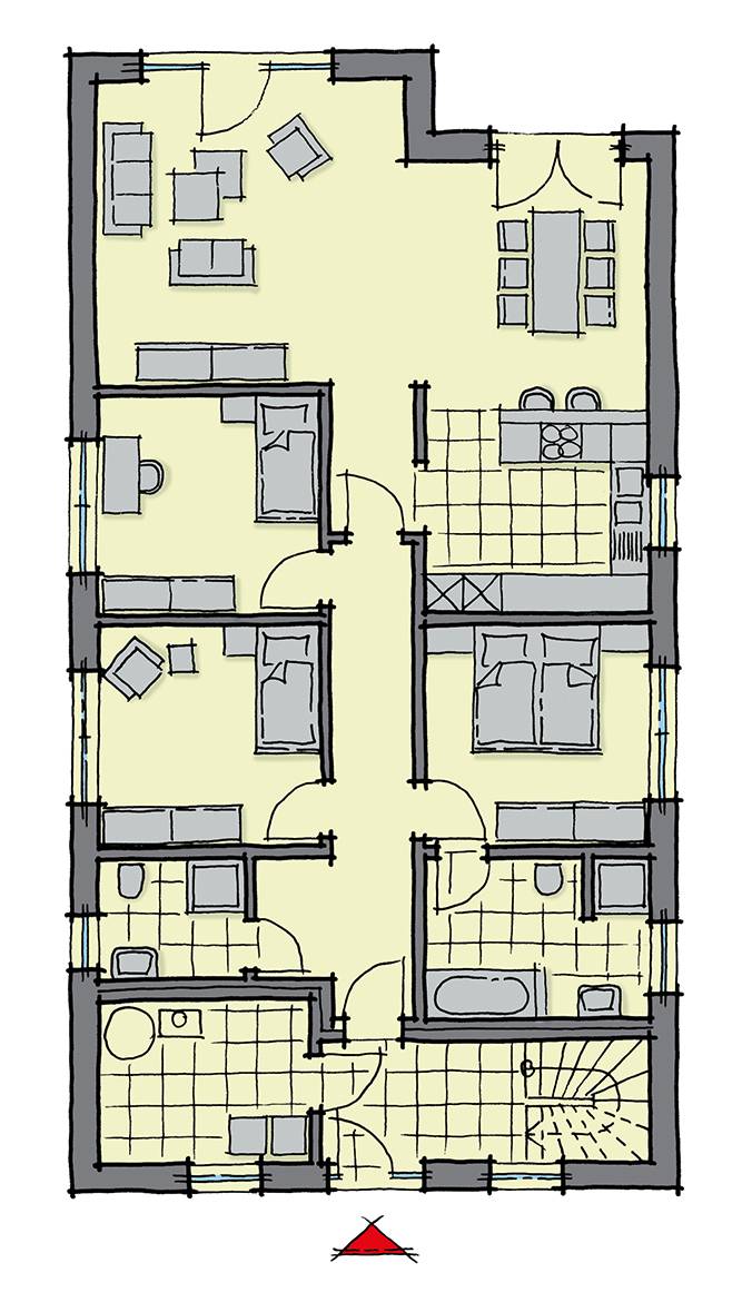 Fertighaus Ancona von GUSSEK HAUS Schlüsselfertig ab 602100€, Cubushaus Grundriss 1