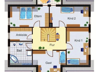 Massivhaus Ancona von VARIANT-HAUS Bausatzhaus ab 50654€, Satteldach-Klassiker Grundriss 2