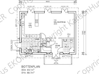 Fertighaus Annie (inacitve) von Generalbau GS Schwedenhaus Schlüsselfertig ab 246000€, Satteldach-Klassiker Grundriss 1