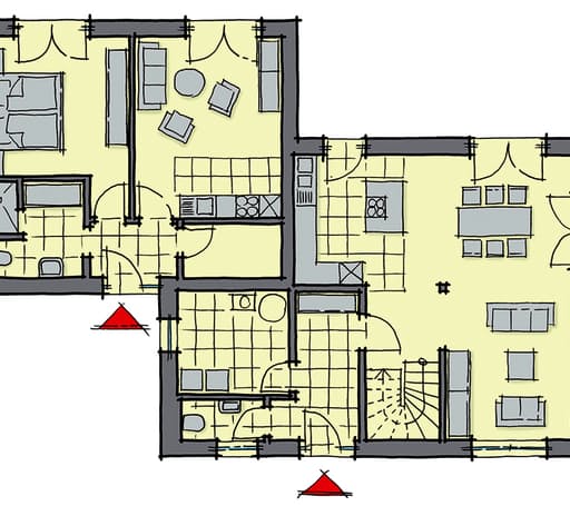 Fertighaus Antwerpen von GUSSEK HAUS Schlüsselfertig ab 414200€, Satteldach-Klassiker Grundriss 1