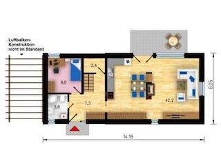 Massivhaus Apollo 127 von CMF Creativ Massiv Flexibel HAUSBAU Schlüsselfertig ab 178540€, Satteldach-Klassiker Grundriss 1