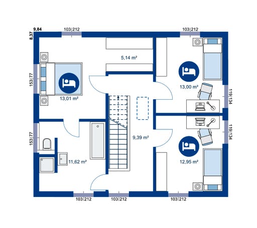 Fertighaus Lifestyle Serie 2 M von Apollo HAUS Ausbauhaus ab 149900€, Stadtvilla Grundriss 2