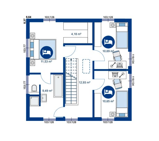 Fertighaus Lifestyle Serie 2 S von Apollo HAUS Ausbauhaus ab 139900€, Stadtvilla Grundriss 2