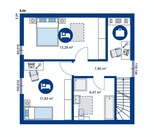 Fertighaus Novum Serie 1 S von Apollo HAUS Ausbauhaus ab 125900€, Satteldach-Klassiker Grundriss 2
