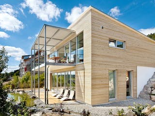 Fertighaus Architektenhaus 772.214 von Beilharz Schlüsselfertig ab 300000€, Pultdachhaus Außenansicht 1
