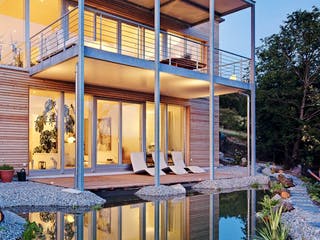 Fertighaus Architektenhaus 772.214 von Beilharz Schlüsselfertig ab 300000€, Pultdachhaus Außenansicht 4