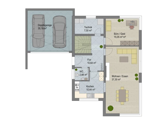 Massivhaus Atlanta von ARGISOL-Bausysteme Bausatzhaus ab 68400€, Cubushaus Grundriss 1