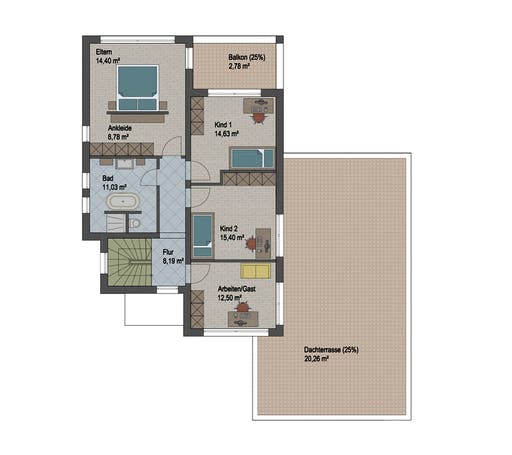 Massivhaus Berlin von ARGISOL-Bausysteme Bausatzhaus ab 74440€, Cubushaus Grundriss 2