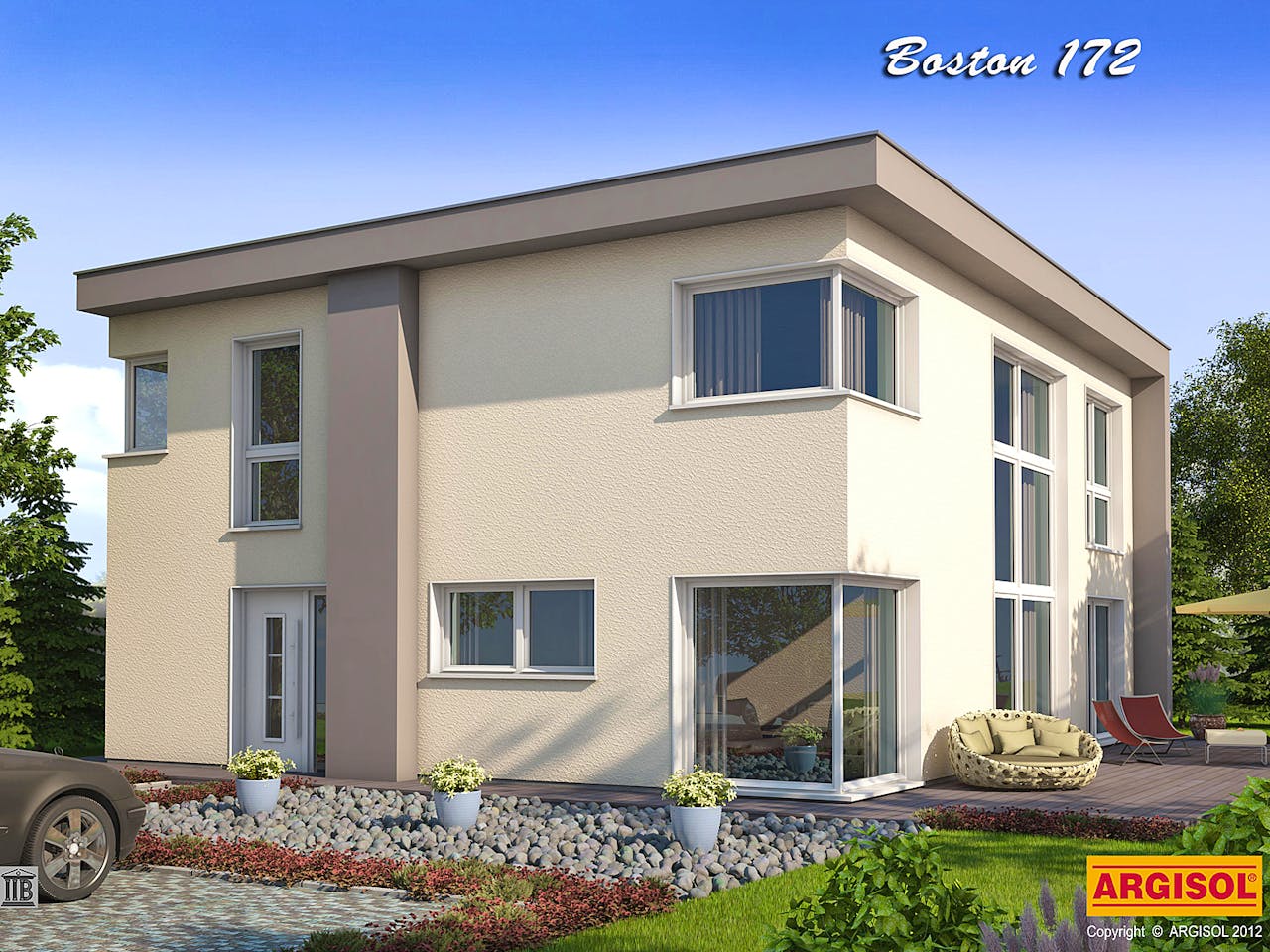 Massivhaus Boston von ARGISOL-Bausysteme Bausatzhaus ab 58390€, Cubushaus Außenansicht 1