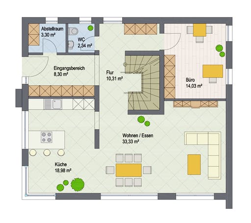 Massivhaus Boston von ARGISOL-Bausysteme Bausatzhaus ab 58390€, Cubushaus Grundriss 1