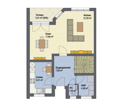 Massivhaus Buchenweg II von ARGISOL-Bausysteme Bausatzhaus ab 39000€, Satteldach-Klassiker Grundriss 1