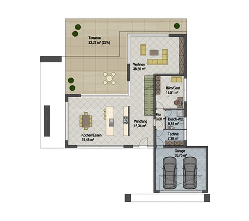 Massivhaus Chicago von ARGISOL-Bausysteme Bausatzhaus ab 89710€, Cubushaus Grundriss 1