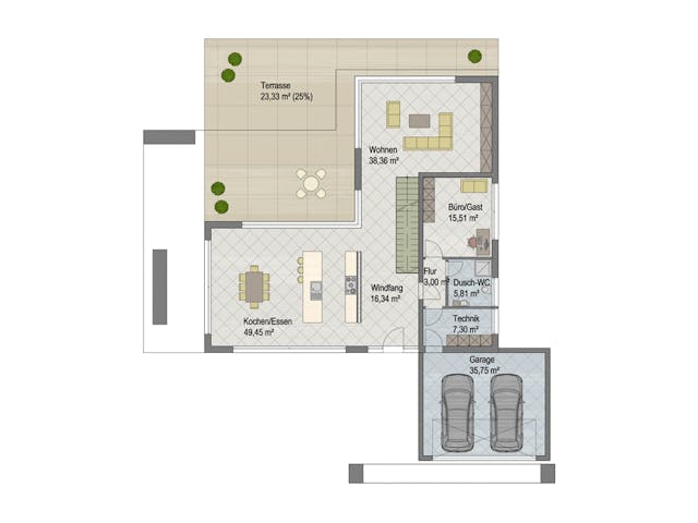 Massivhaus Chicago von ARGISOL-Bausysteme Bausatzhaus ab 89710€, Cubushaus Grundriss 1