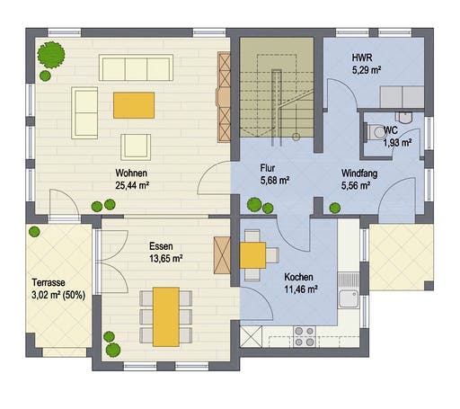 Massivhaus City von ARGISOL-Bausysteme Bausatzhaus ab 44690€, Pultdachhaus Grundriss 1