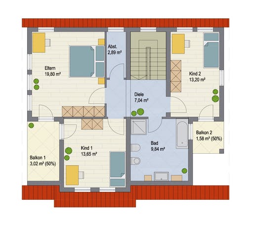 Massivhaus City von ARGISOL-Bausysteme Bausatzhaus ab 44690€, Pultdachhaus Grundriss 2