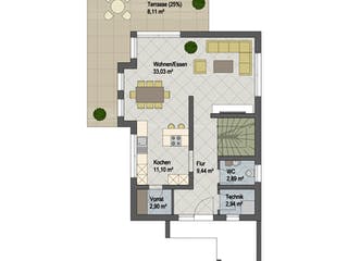 Massivhaus Cleveland von ARGISOL-Bausysteme Bausatzhaus ab 41370€, Satteldach-Klassiker Grundriss 1