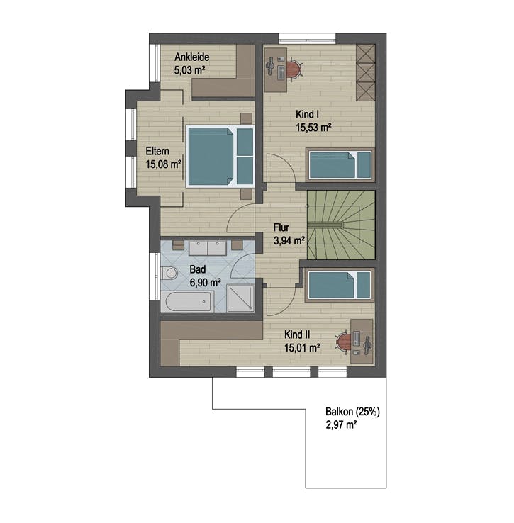 Massivhaus Cleveland von ARGISOL-Bausysteme Bausatzhaus ab 41370€, Satteldach-Klassiker Grundriss 2