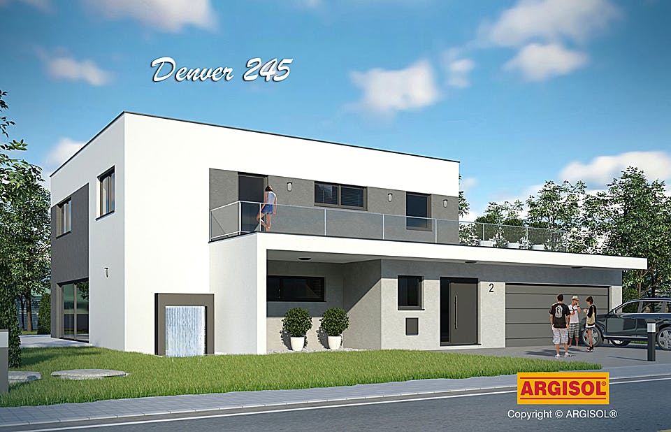 Massivhaus Denver von ARGISOL-Bausysteme Bausatzhaus ab 71820€, Cubushaus Außenansicht 1