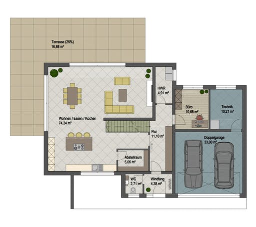 Massivhaus Denver von ARGISOL-Bausysteme Bausatzhaus ab 71820€, Cubushaus Grundriss 1