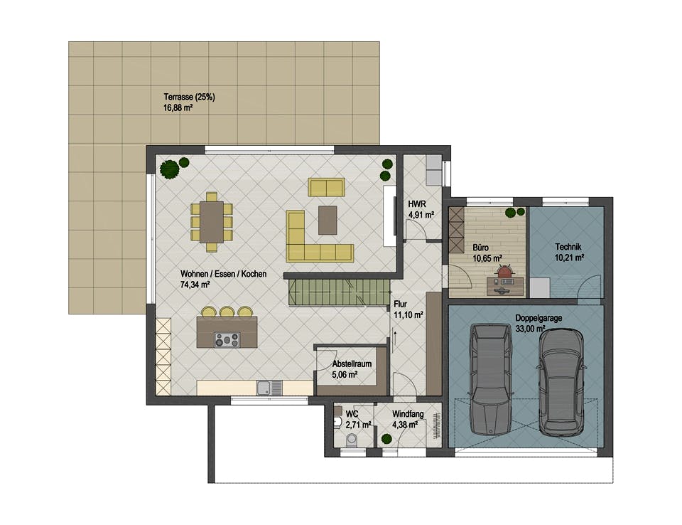 Massivhaus Denver von ARGISOL-Bausysteme Bausatzhaus ab 71820€, Cubushaus Grundriss 1