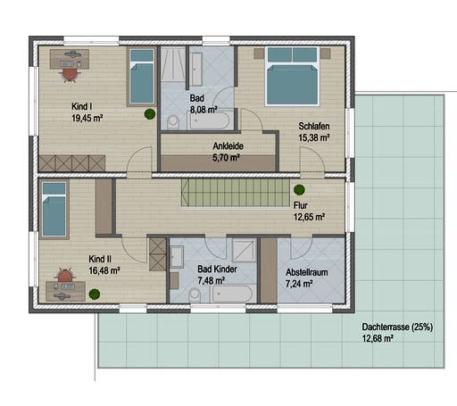 Massivhaus Denver von ARGISOL-Bausysteme Bausatzhaus ab 71820€, Cubushaus Grundriss 2